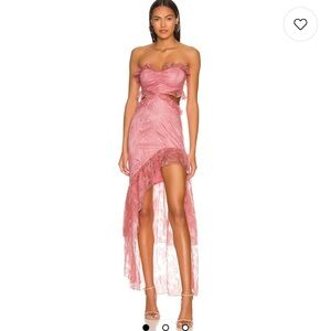 MAJORELLE Pink High Low Lace Dress